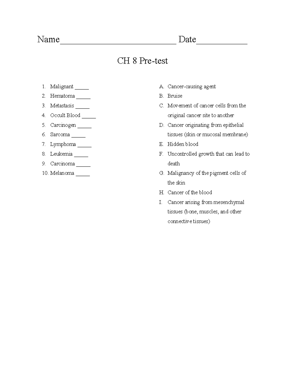 CH 8 Pre test - Practice - Name_________________________ Date ...