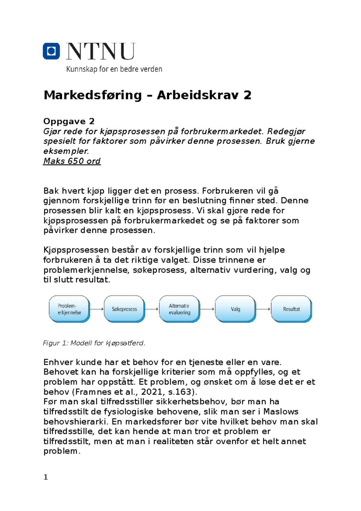 Arbeidskrav - Markedsføring - Markedsføring – Arbeidskrav 2 Oppgave 2 ...