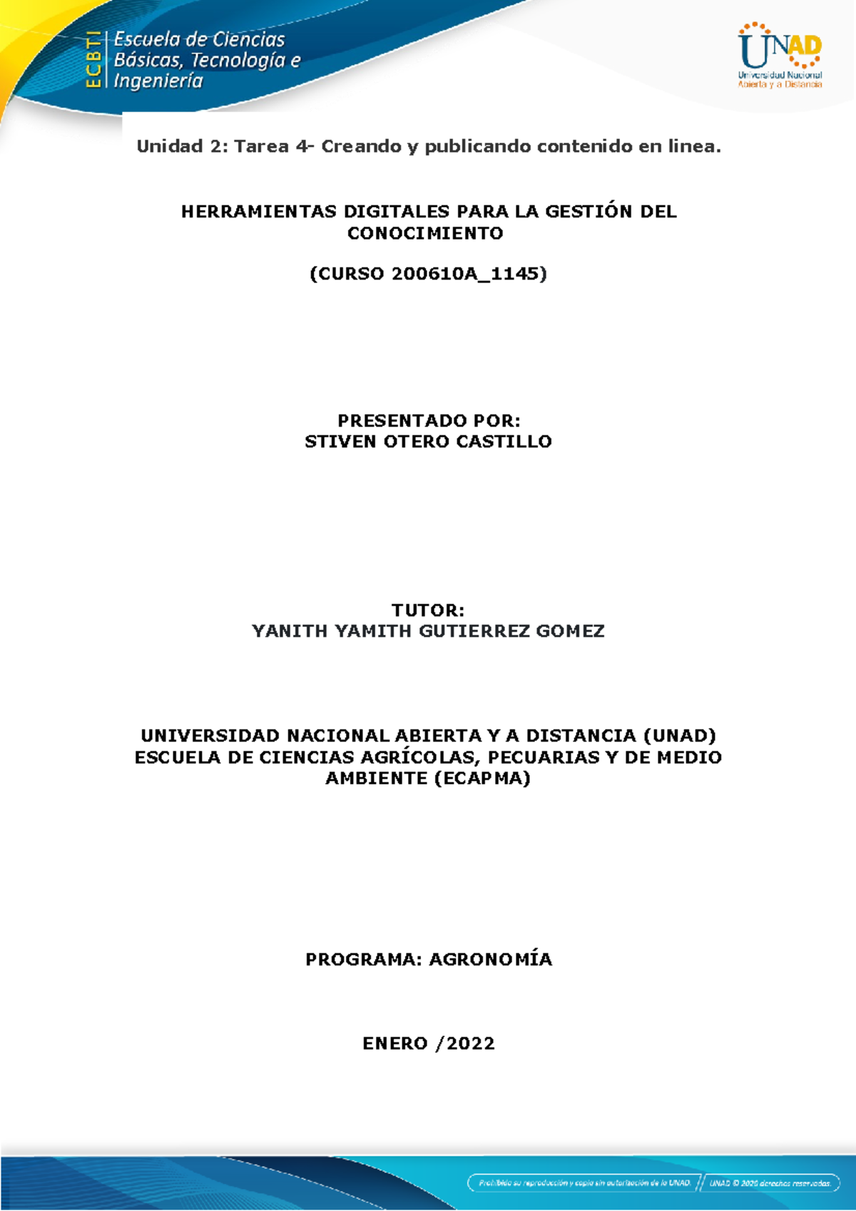 Anexo 3 Formato Entrega Tarea 4 - Unidad 2: Tarea 4- Creando Y ...