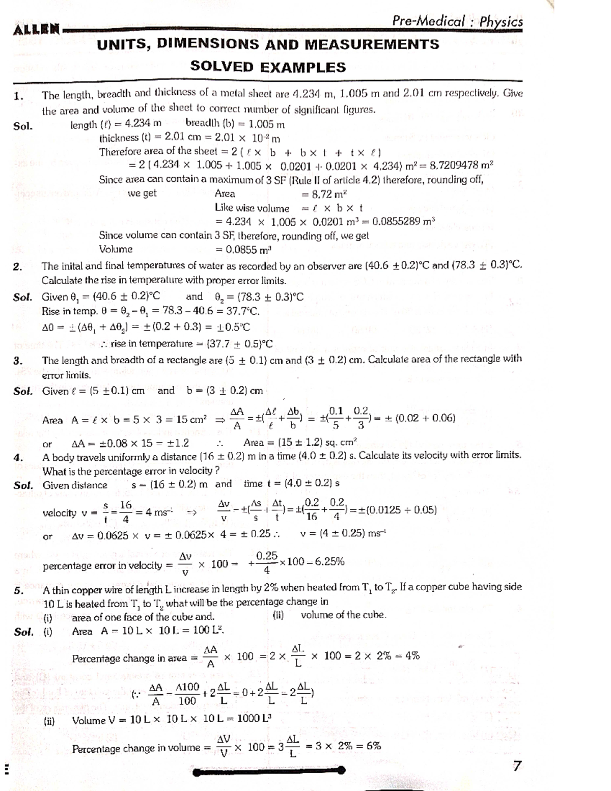 Units, Dimensions AND Measurements Question AND Answers NEET Studocu