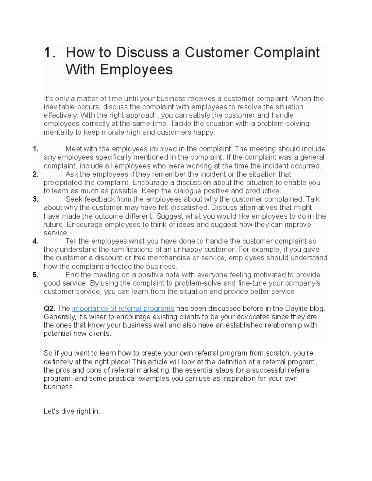 Assignment - ok you can - 1. How to Discuss a Customer Complaint With ...