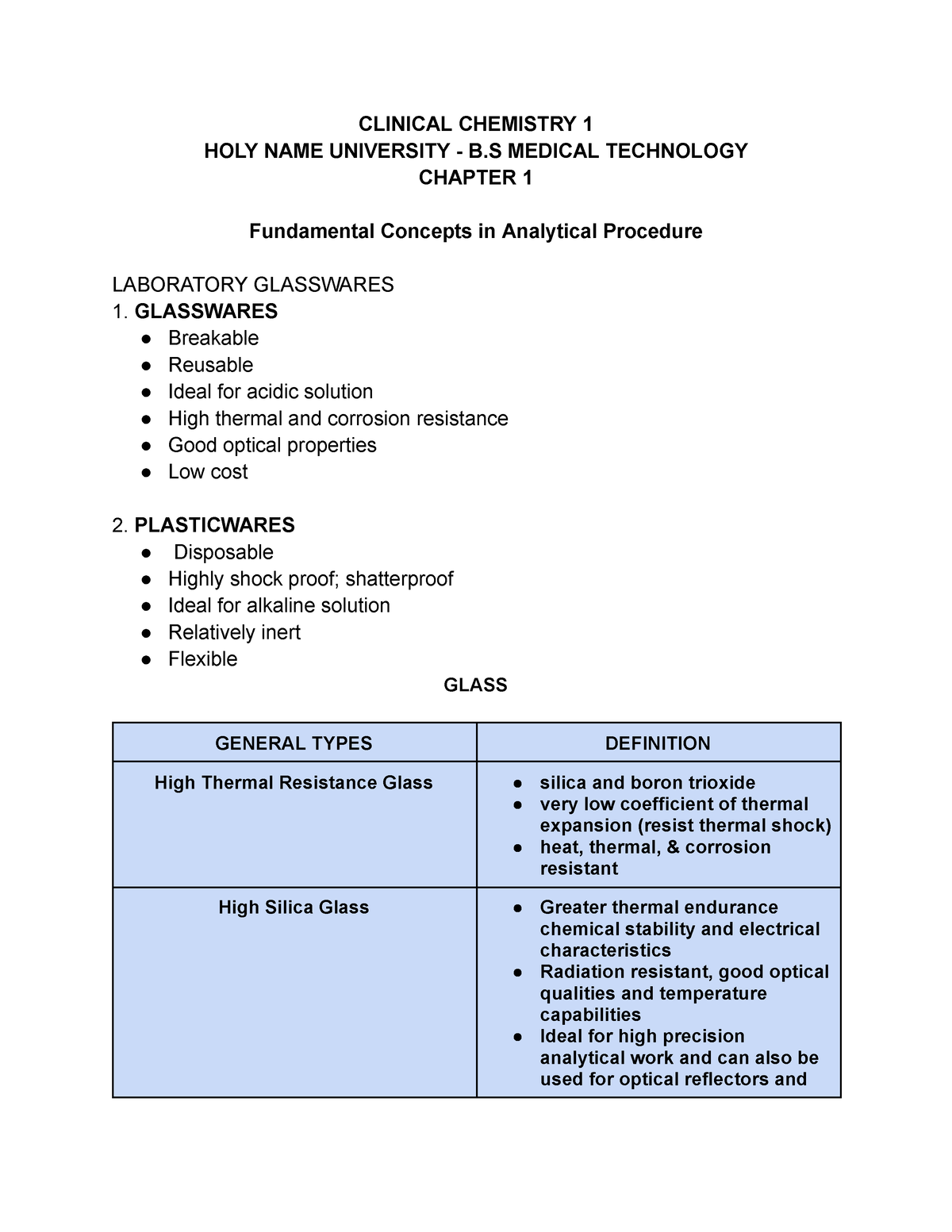 CC Chapter 1 - Clinical Chemistry Lecture Notes - CLINICAL CHEMISTRY 1 ...