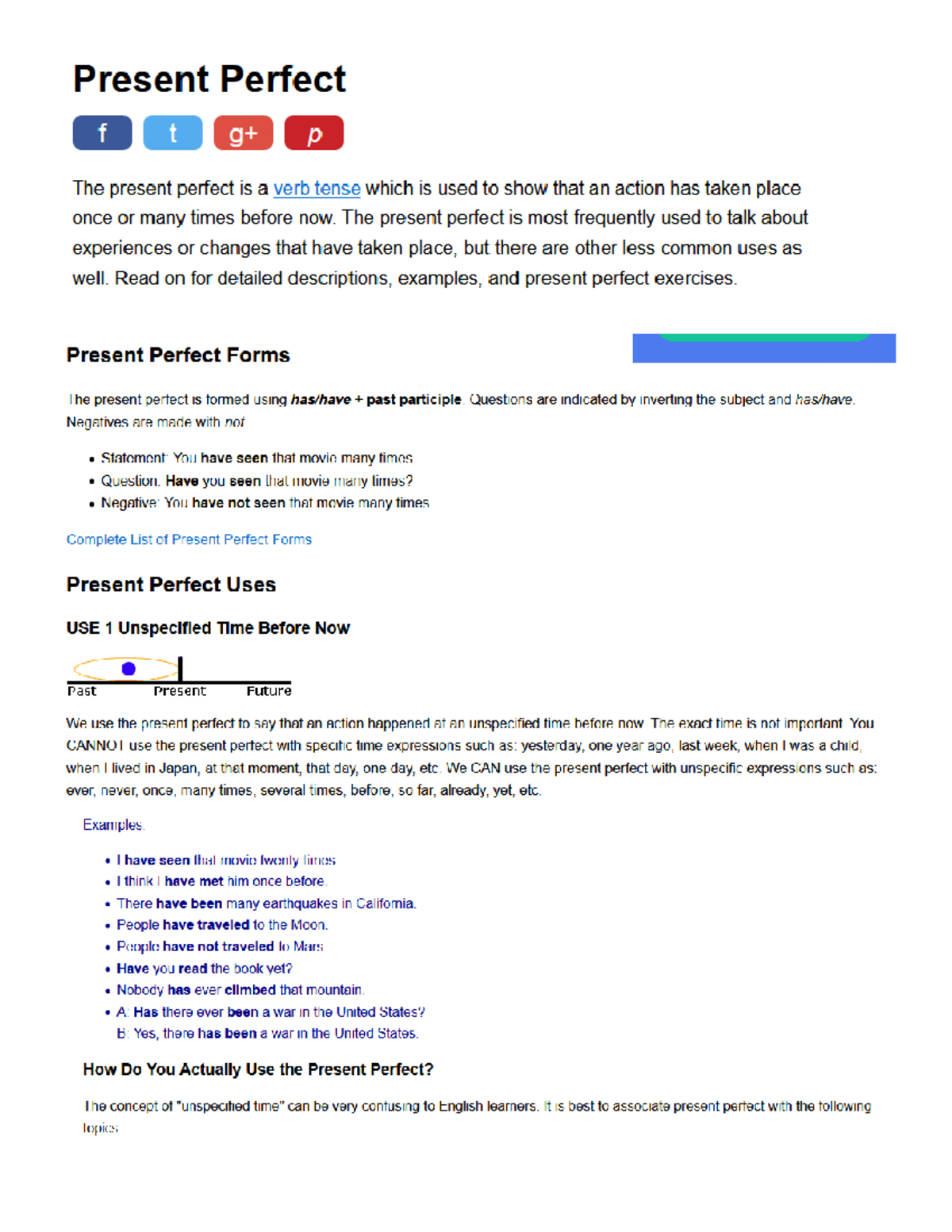 Present Perfect GUIA - ingles - Studocu