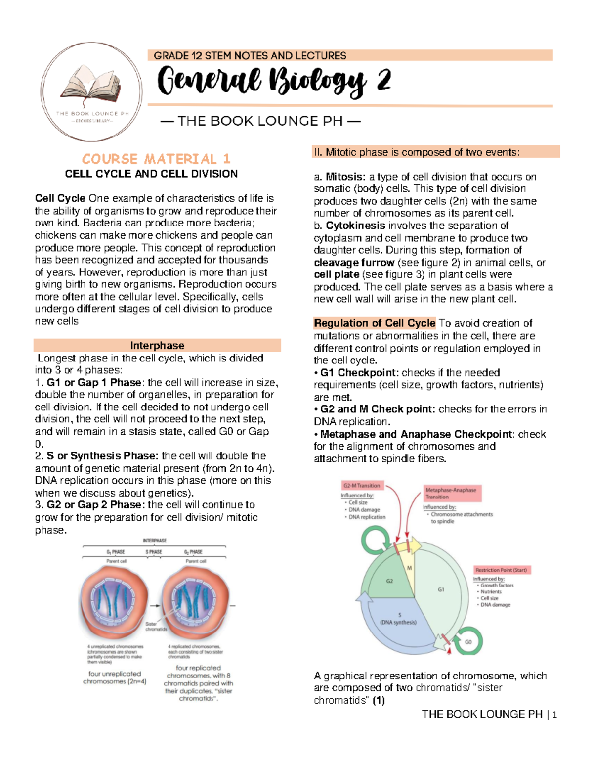 1ST TERM - General Biology 2 - COURSE MATERIAL 1 CELL CYCLE AND CELL ...
