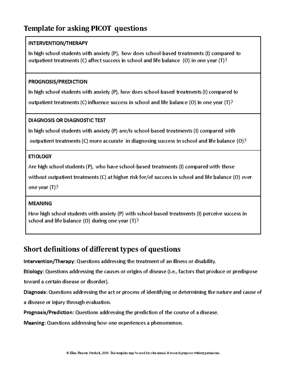 NSG 947 Picot Draft - For DNP seminar - INTERVENTION/THERAPY In high ...