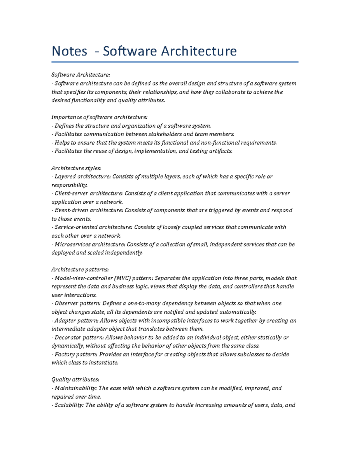 software-architecture-lecture-notes-notes-software-architecture