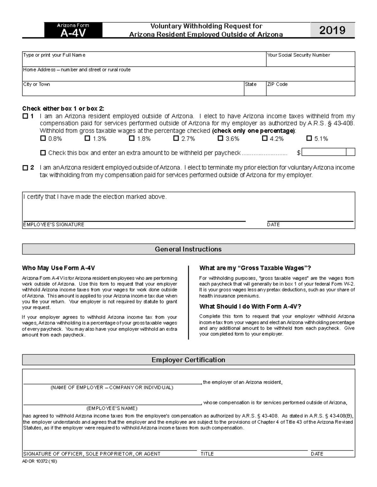 Forms Withholding 2019 A-4V f - EE 3333 - ASU - Studocu
