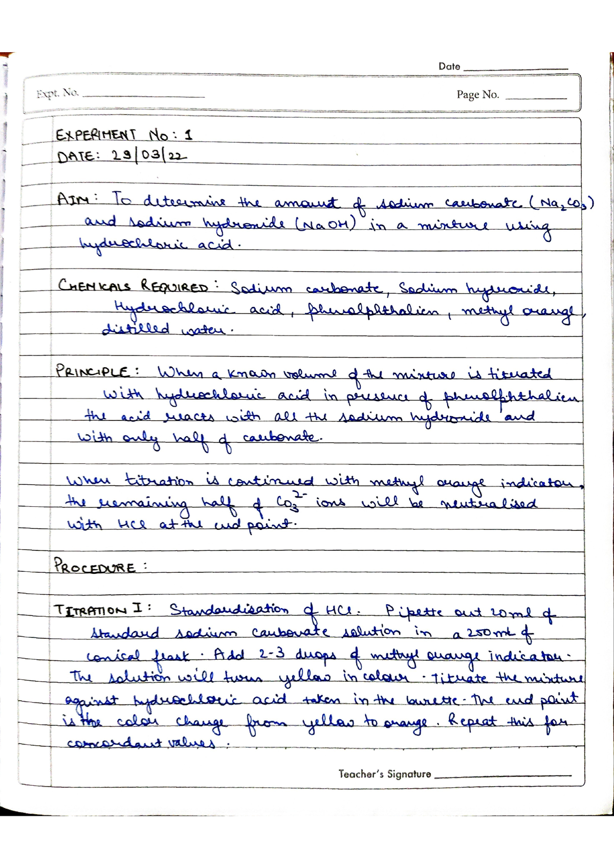 form 6 chemistry experiment 1