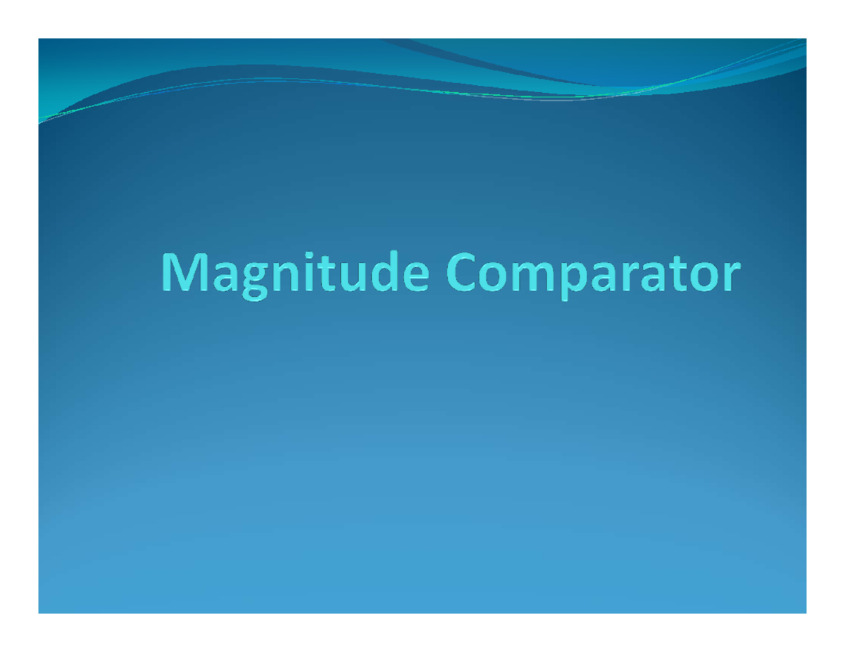 Mcact 102 Digital Logic Module 2 Magnitude Comparator Incremental