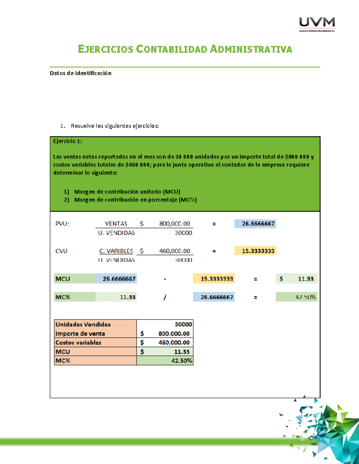 Actividad 5 Ejercicios Contabilidad Administrativa Ejercicios