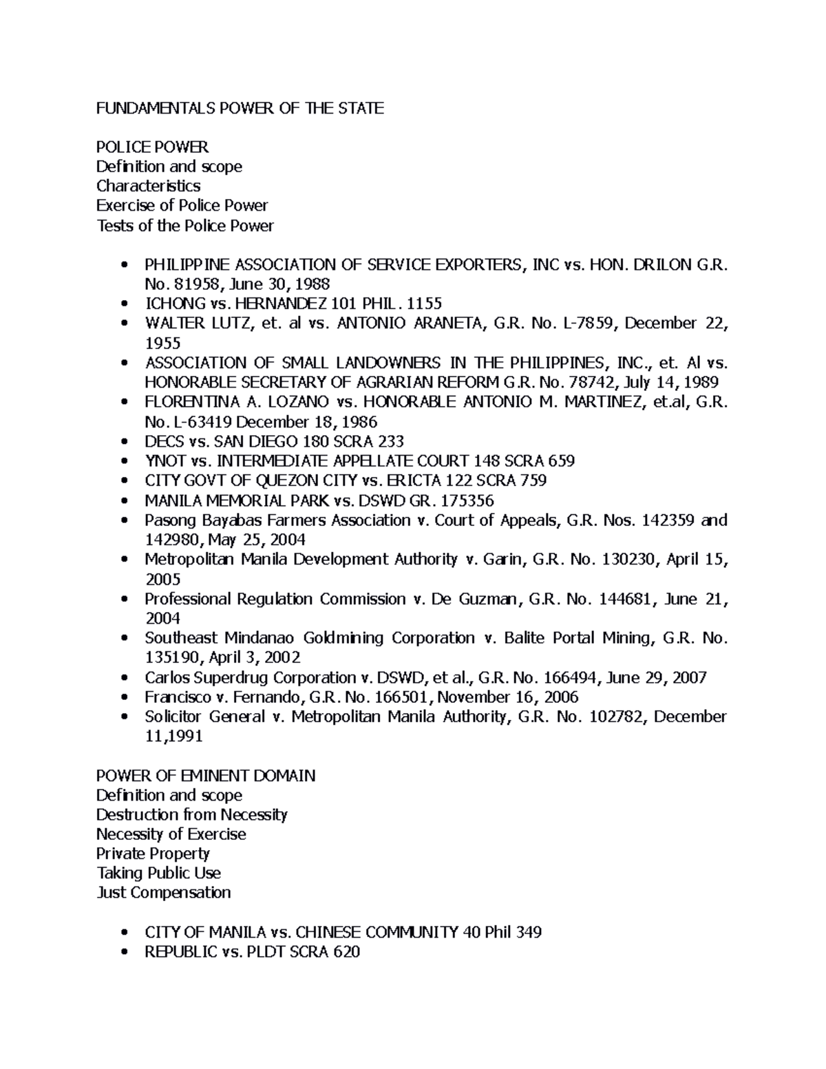 ConstiIIAssignment FUNDAMENTALS POWER OF THE STATE POLICE POWER