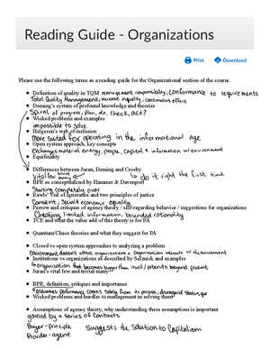 Reading Guide For Management Section - Intro to Public Administration ...