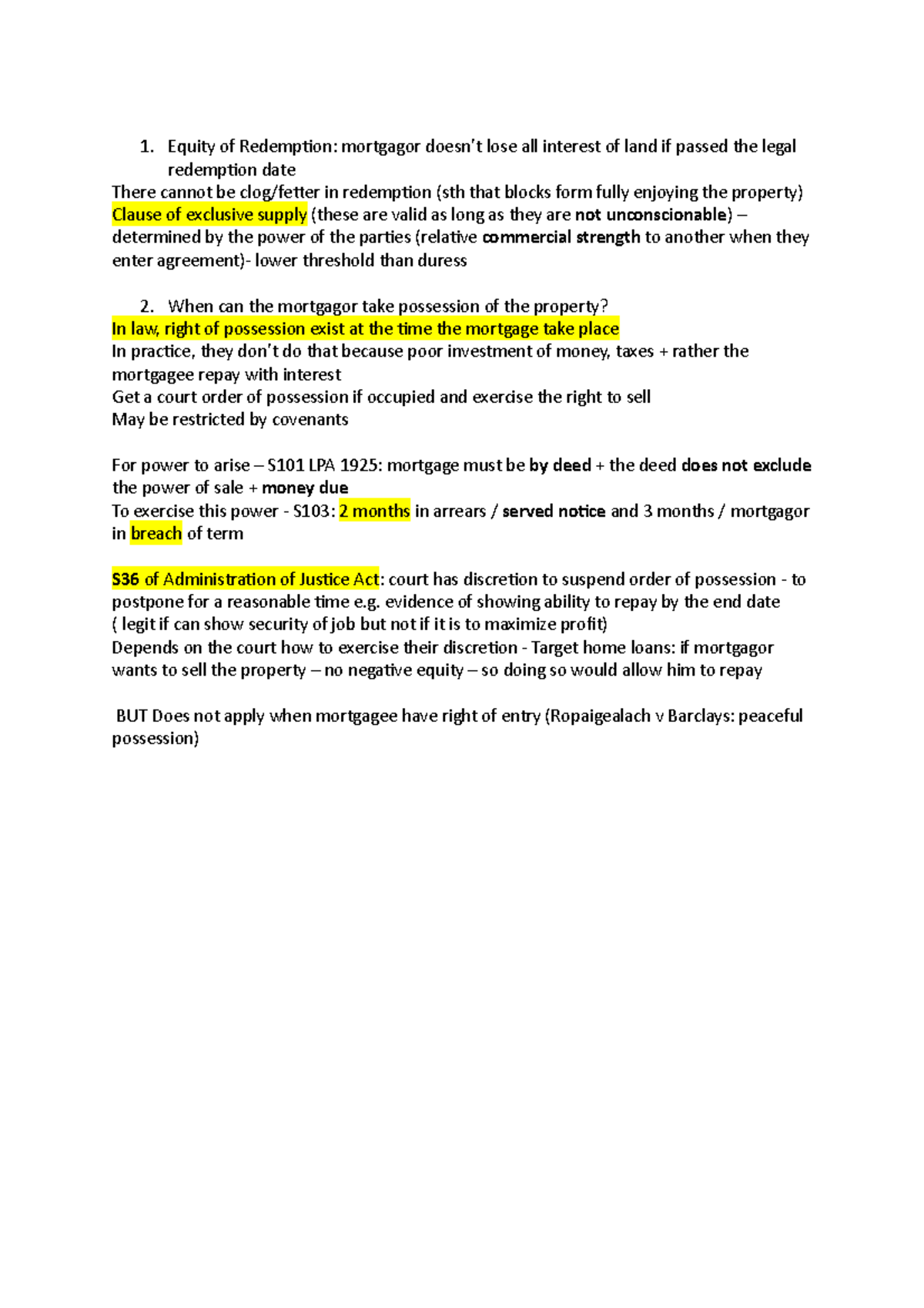 Mortgages Equity of Redemption mortgagor doesn’t lose all interest