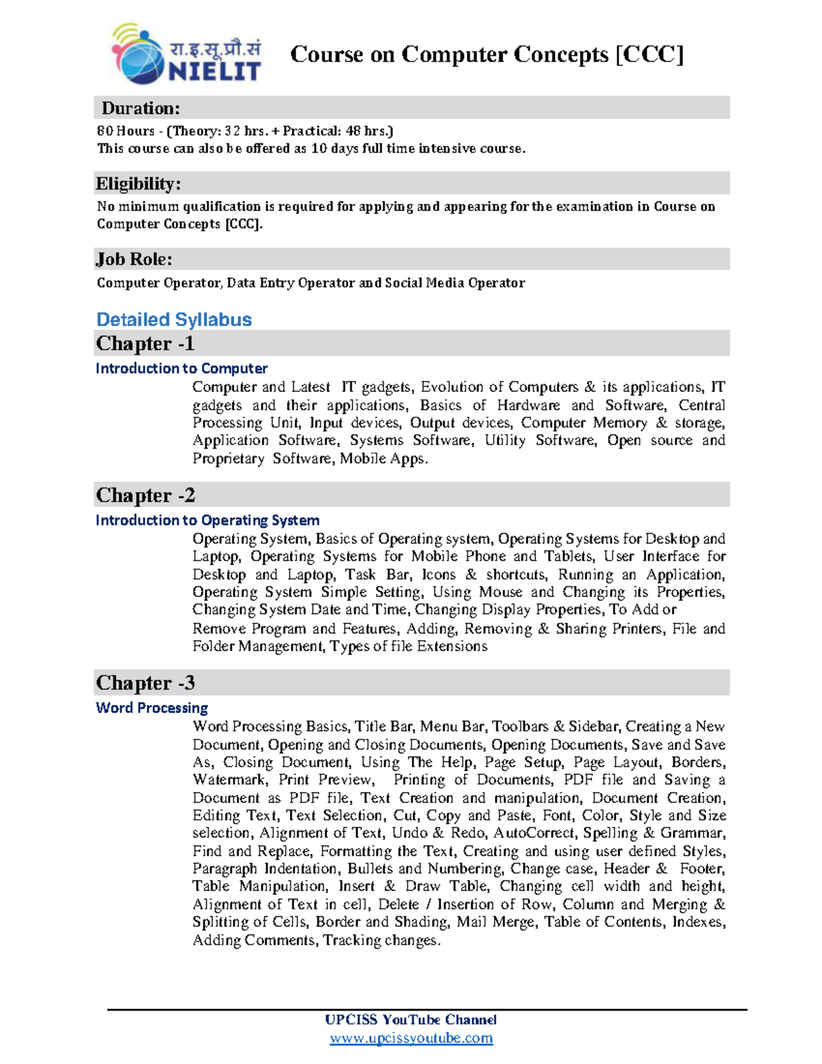 CCC Detailed Syllabus - CCC - Course on Computer Concepts [CCC] UPCISS ...