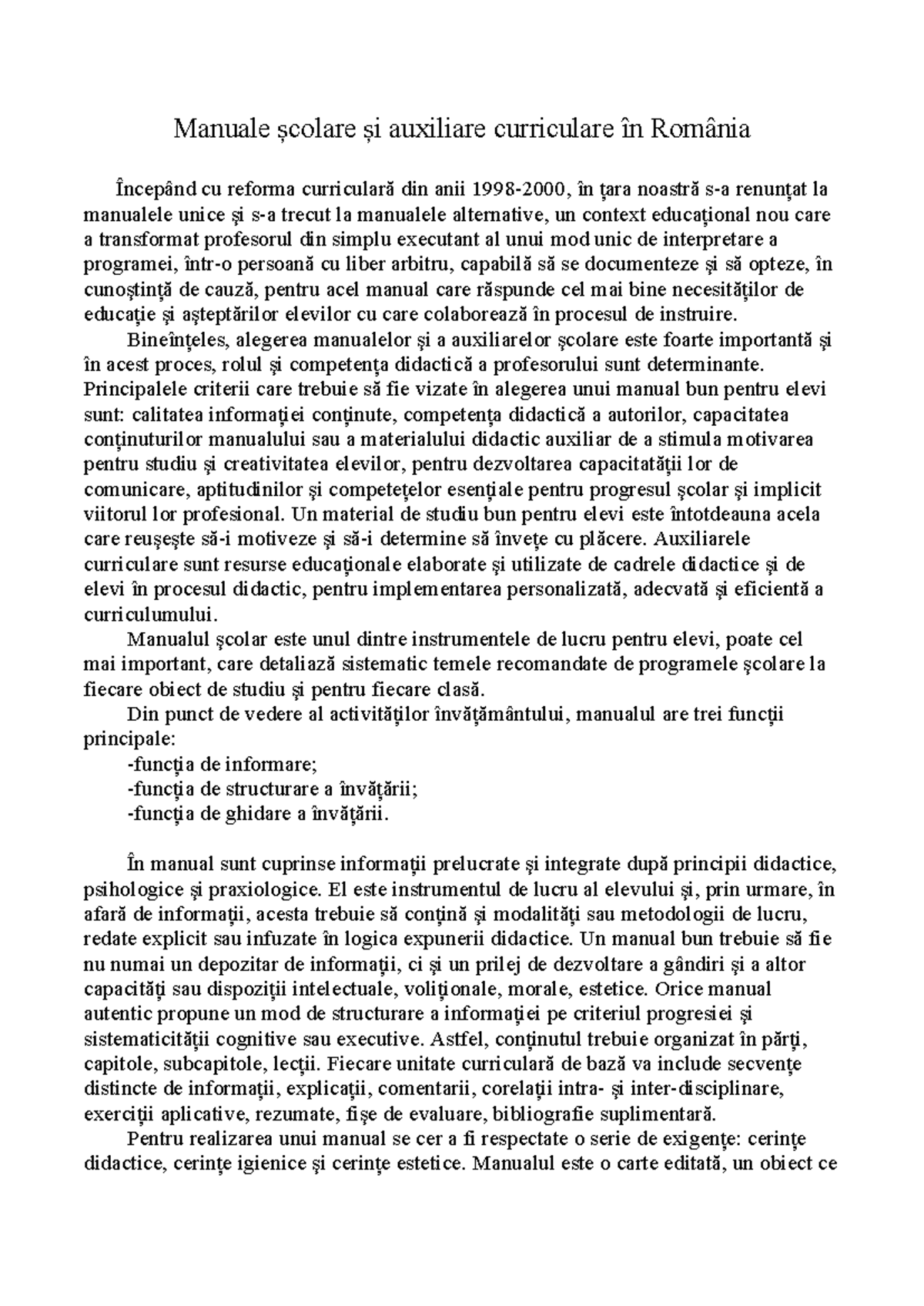 Manualele scolare - Manuale școlare și auxiliare curriculare în România ...