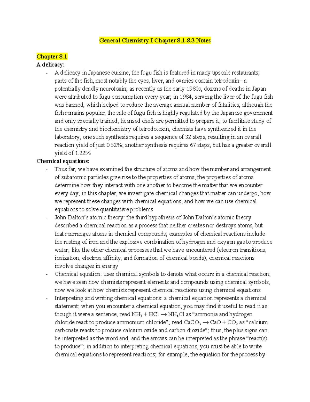 General Chemistry I Chapter 8.1-8.3 Notes - General Chemistry I Chapter ...