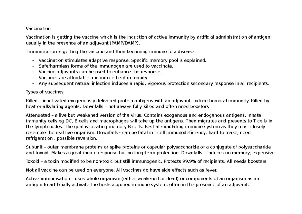 Vaccine - immunisation - Vaccination Vaccination is getting the vaccine ...
