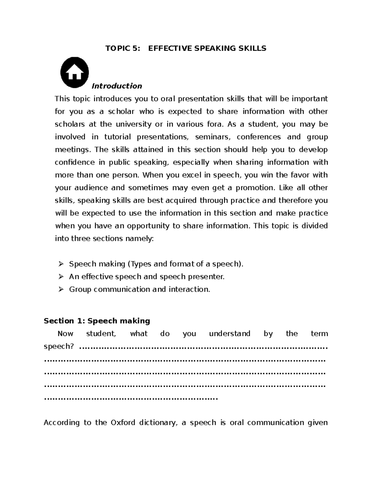 Speaking Skills - WTRFEWW - TOPIC 5: EFFECTIVE SPEAKING SKILLS ...