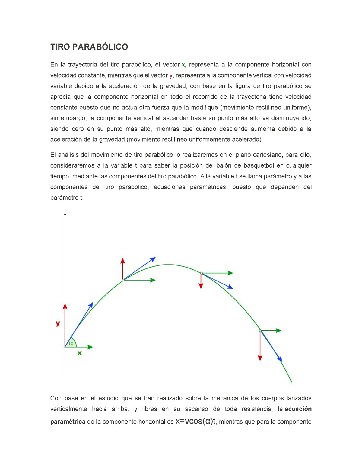 TIRO Parabólico - Apuntes 1,2-70 Fisica - TIRO PARABÓLICO En la trayectoria  del tiro parabólico, el - Studocu