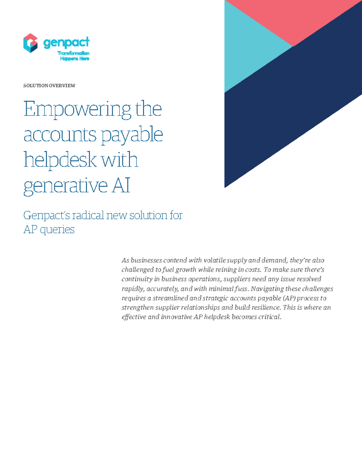 Empowering the accounts payable helpdesk with generative ai As