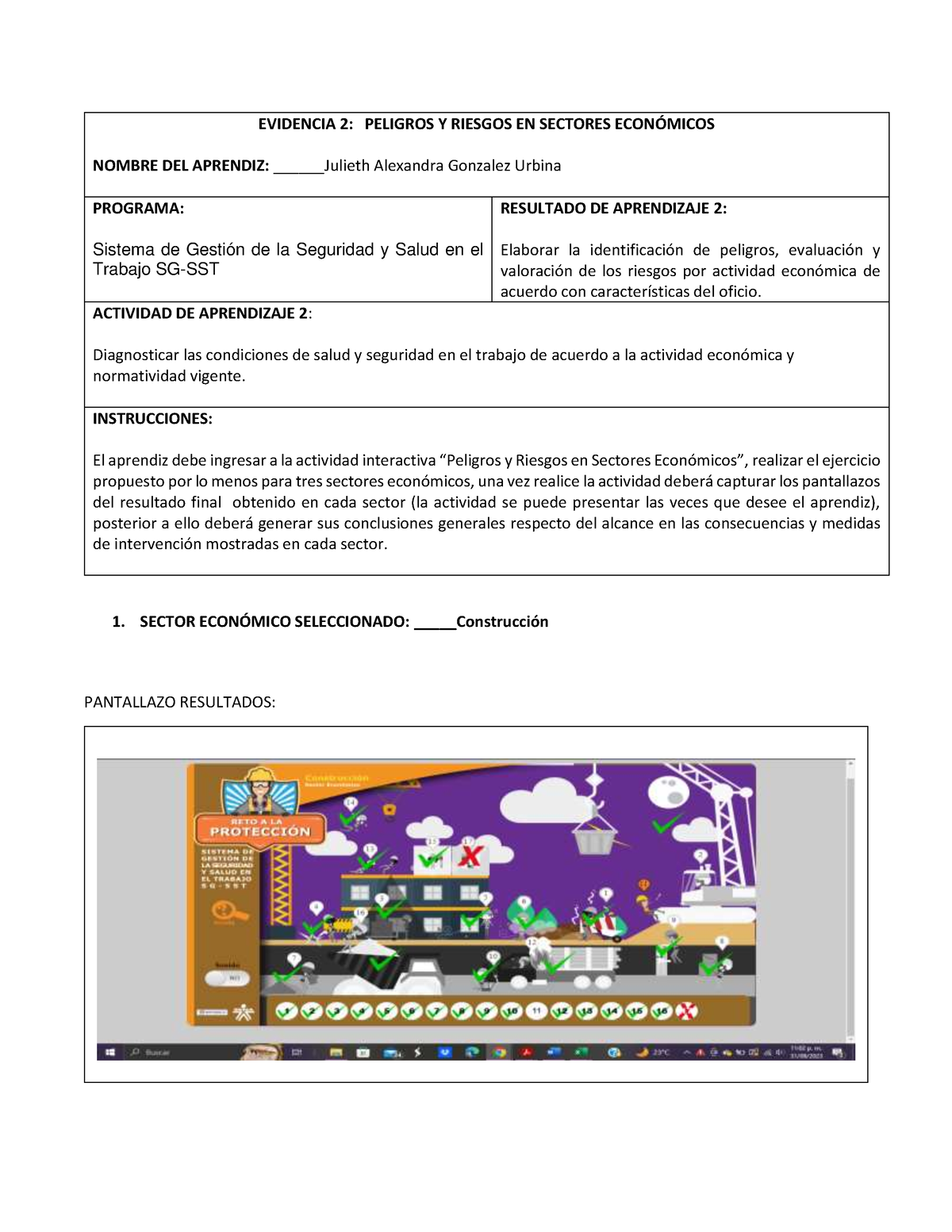 Evidencia 2 Sectores - EVIDENCIA 2: PELIGROS Y RIESGOS EN SECTORES ECON ...