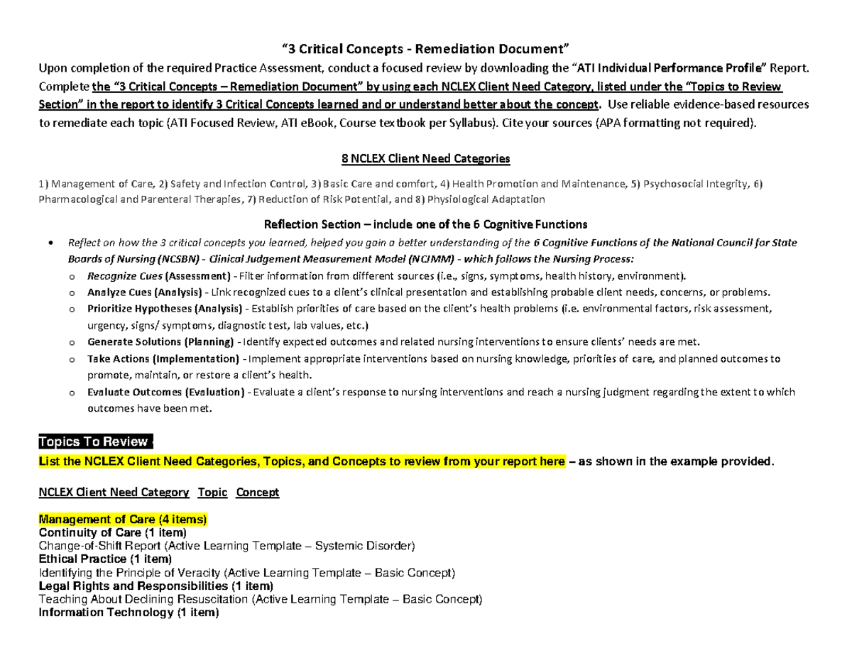 3 Critical Concepts - Remediation B - Complete The “3 Critical Concepts ...