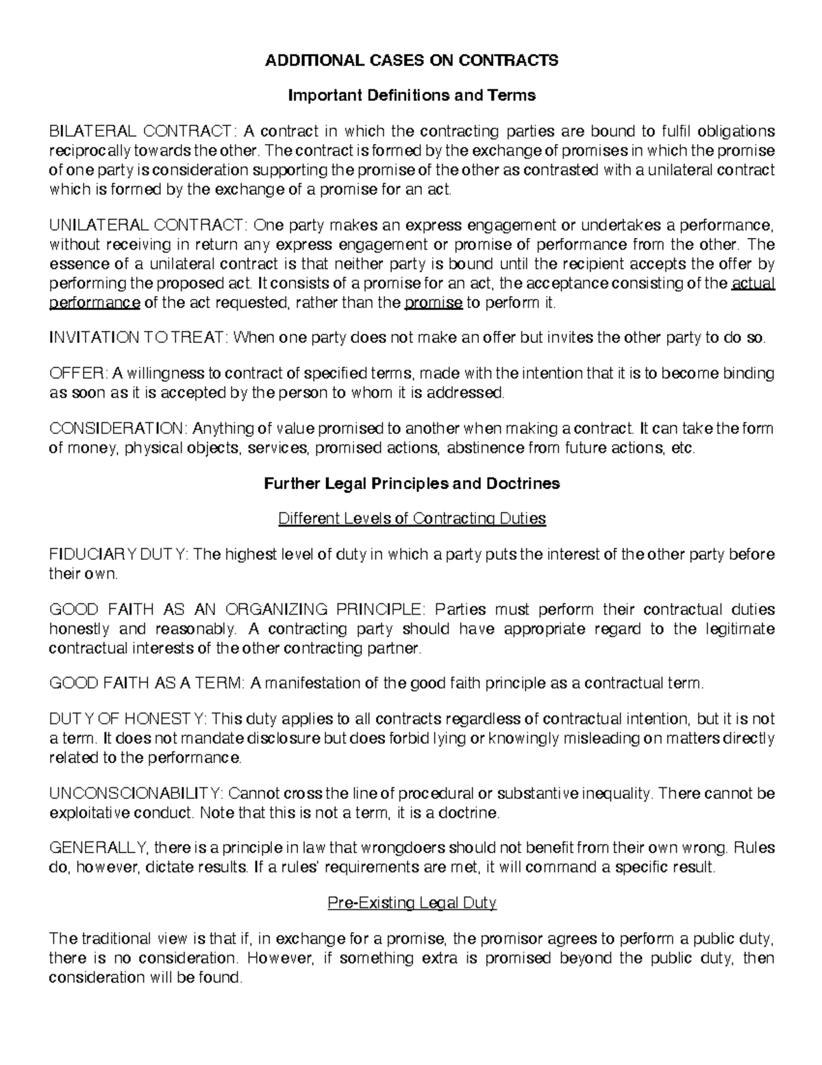 Additional Cases on Contracts w answers ADDITIONAL CASES ON CONTRACTS