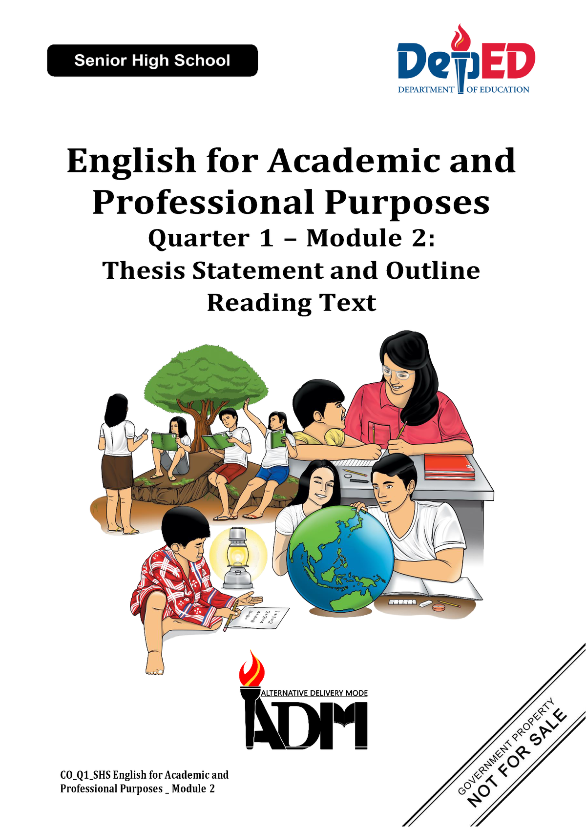 thesis statement and outline reading text module