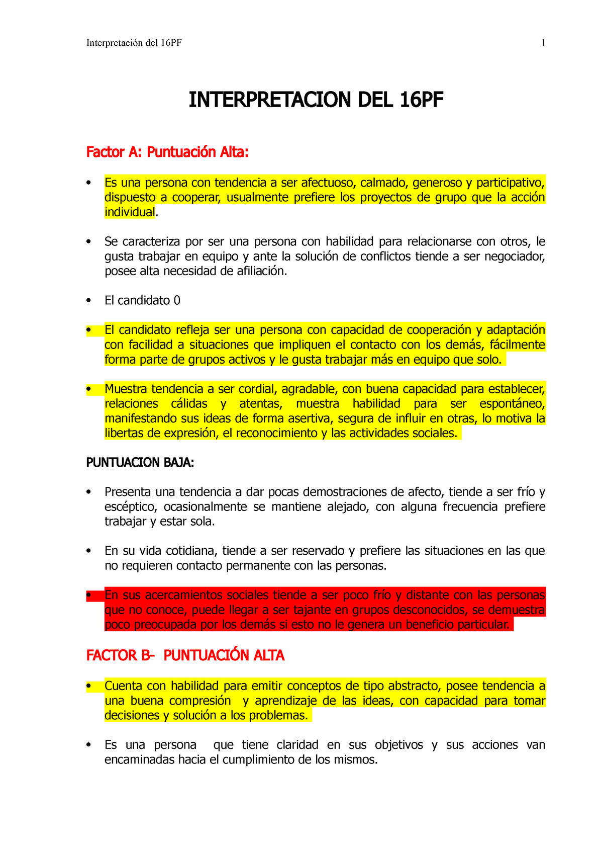 16PF Manual Interpretaci¢n. - INTERPRETACION DEL 16PF Factor A ...