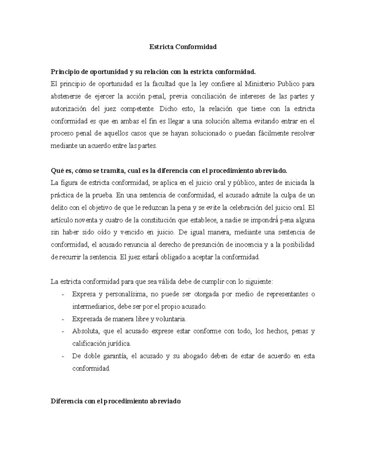 Estricta Conformidad - Estricta Conformidad Principio de oportunidad y ...