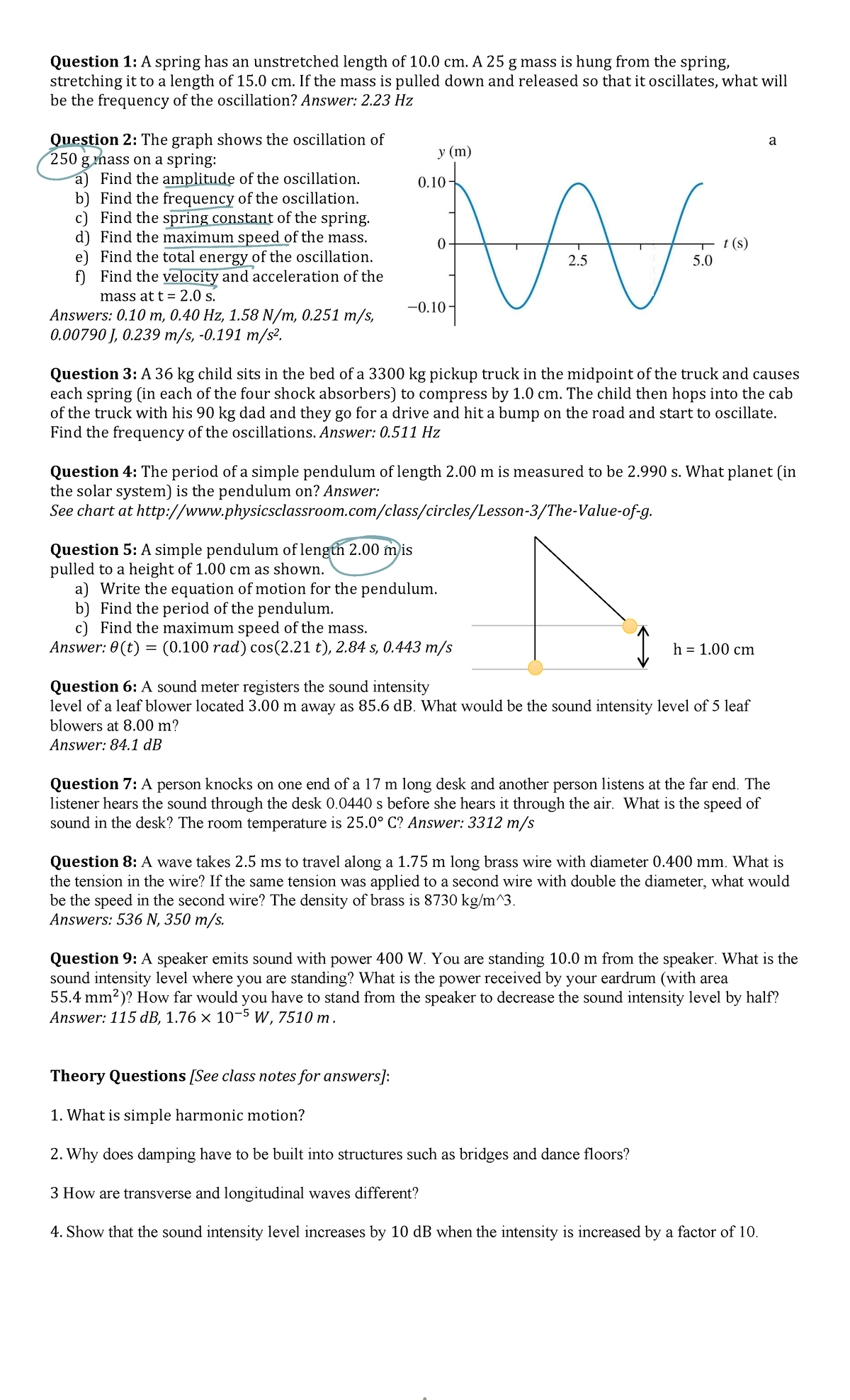 PHYS 1021 - Midterm 1 Practice - Question 1: A spring has an ...