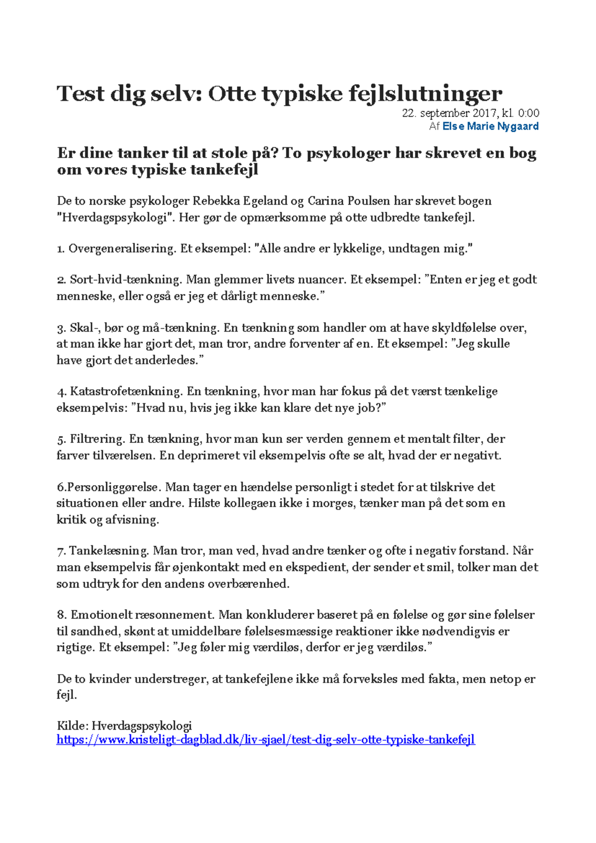 Test dig selv - Otte typiske fejlslutninger - september 2017, kl. 0: Af ...