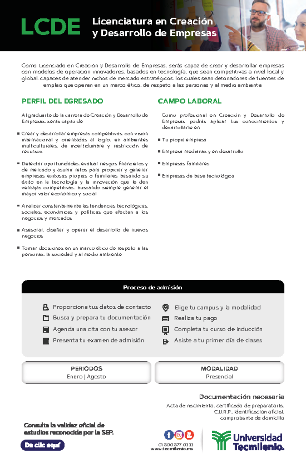 LCDE - Licenciatura en Creación y Desarrollo de Empresas - ####### 01 ...