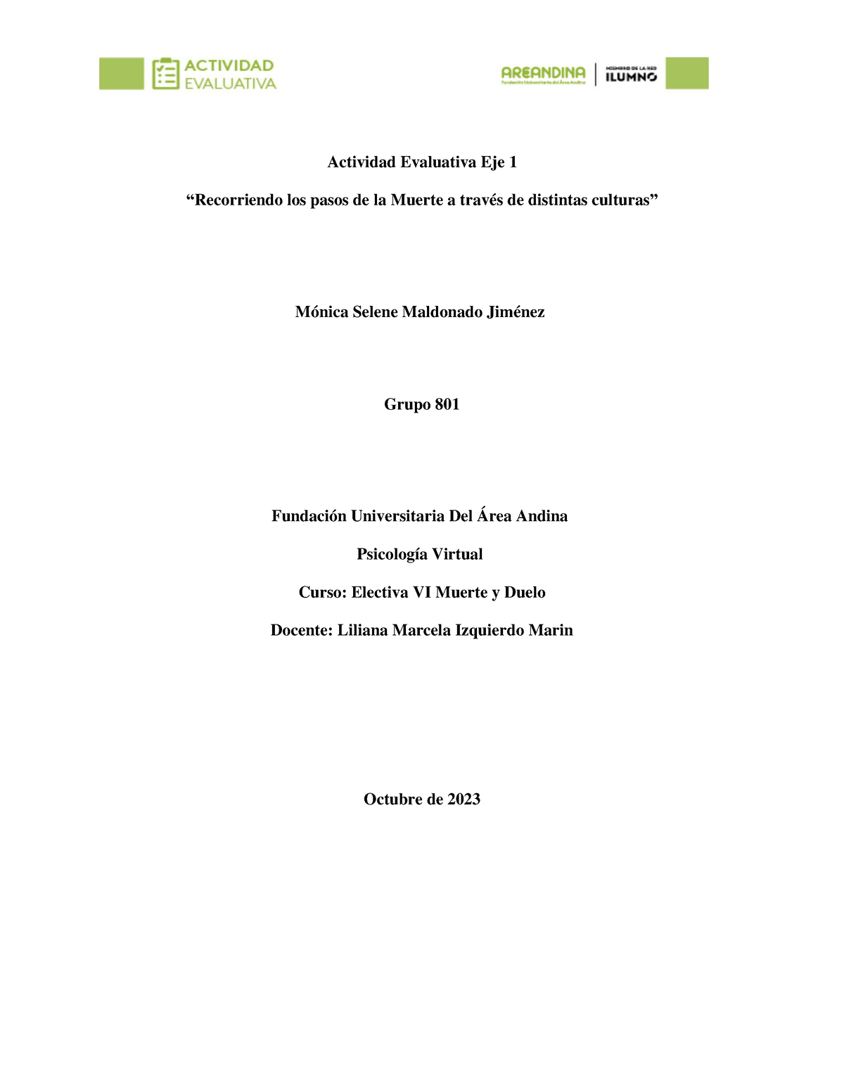 Actividad Evaluativa EJE 1 Muerte Y Duelo - Actividad Evaluativa Eje 1 ...