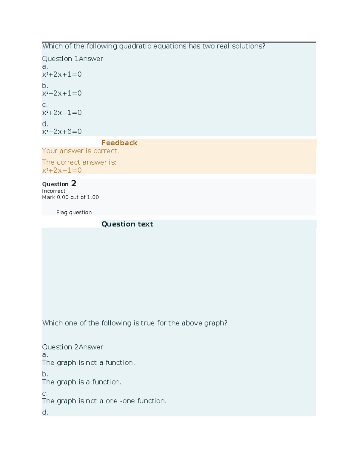 Graded quiz algbra 3 - Which of the following quadratic equations has ...