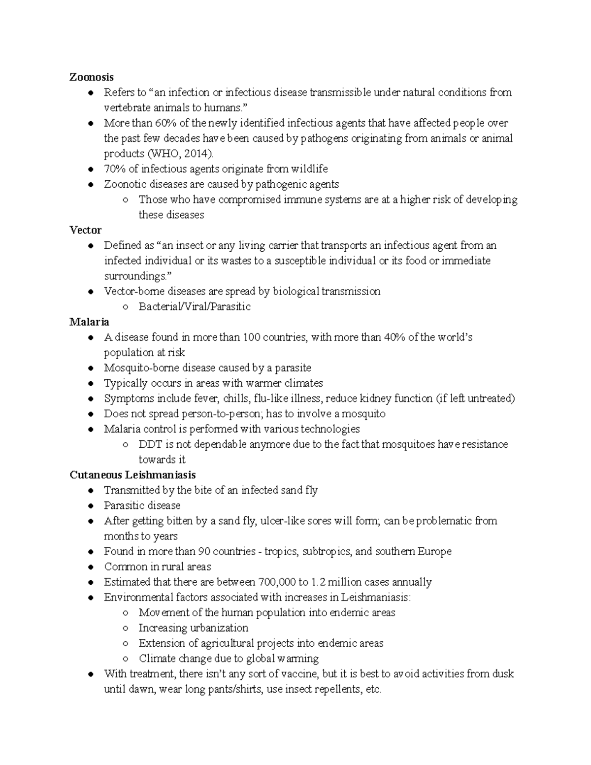 Ch. 5 - Zoonotic and Vector-Borne Diseases - Zoonosis Refers to “an ...