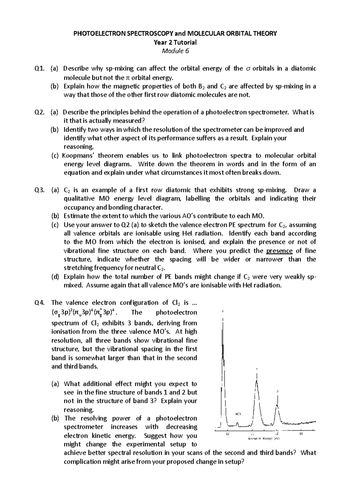 Photoelectron Spectroscopy and Molecular Orbital Theory - Quantum With Photoelectron Spectroscopy Worksheet Answers