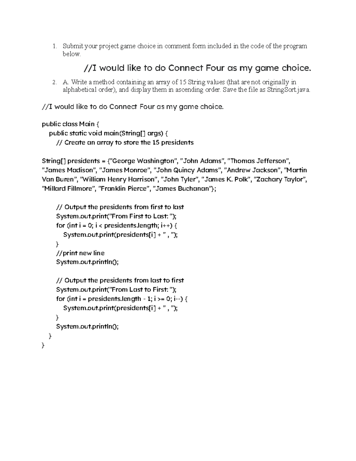 3 22 Assignment (Levi Leuck) 1. Submit your project game choice in