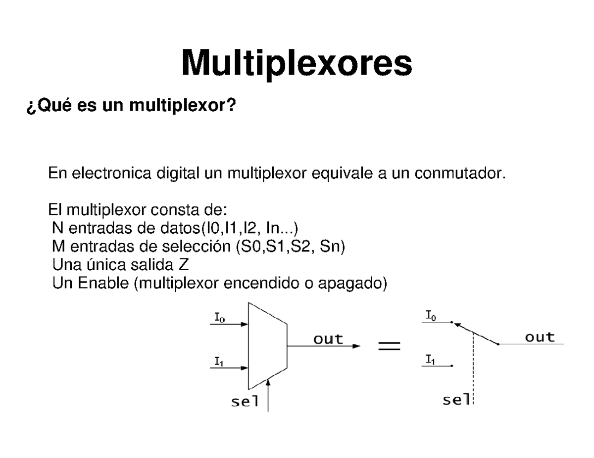 Mux G9 08 Multiplexador ¿Qué es un multiplexor? Multiplexores
