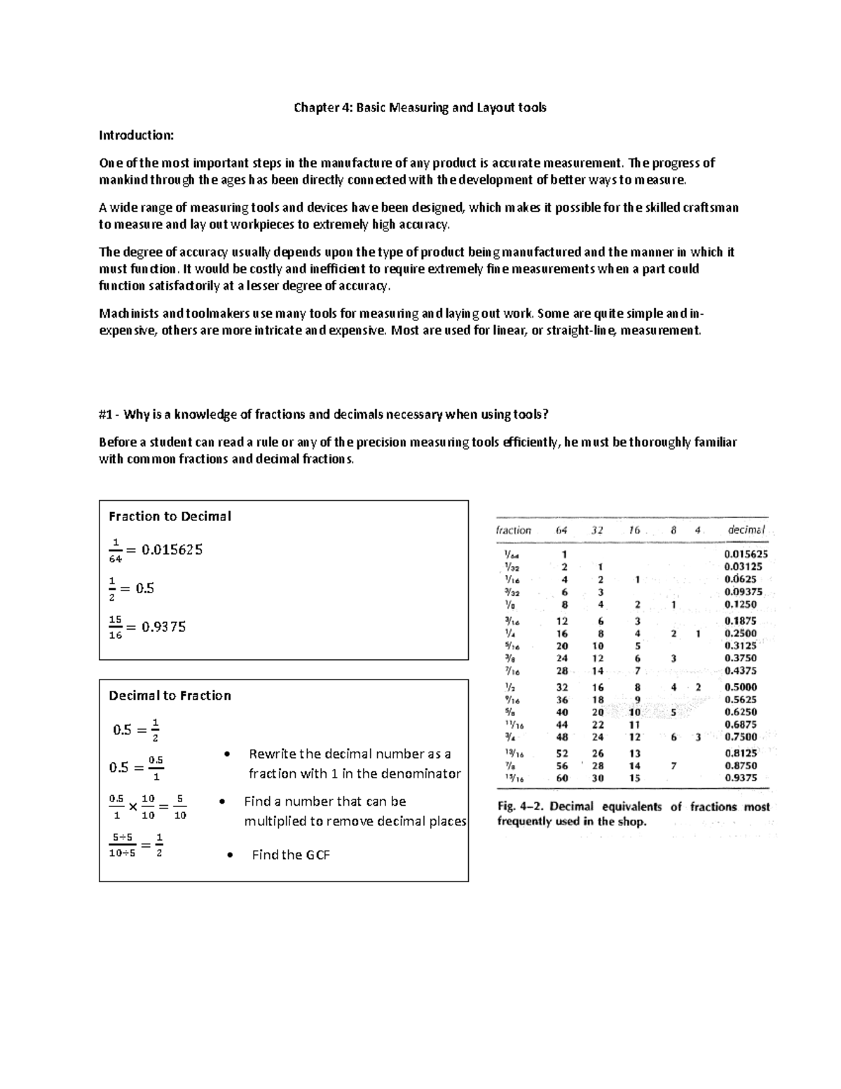 Chapter 4 (Module) REVIEWER Chapter 4 Basic Measuring and Layout