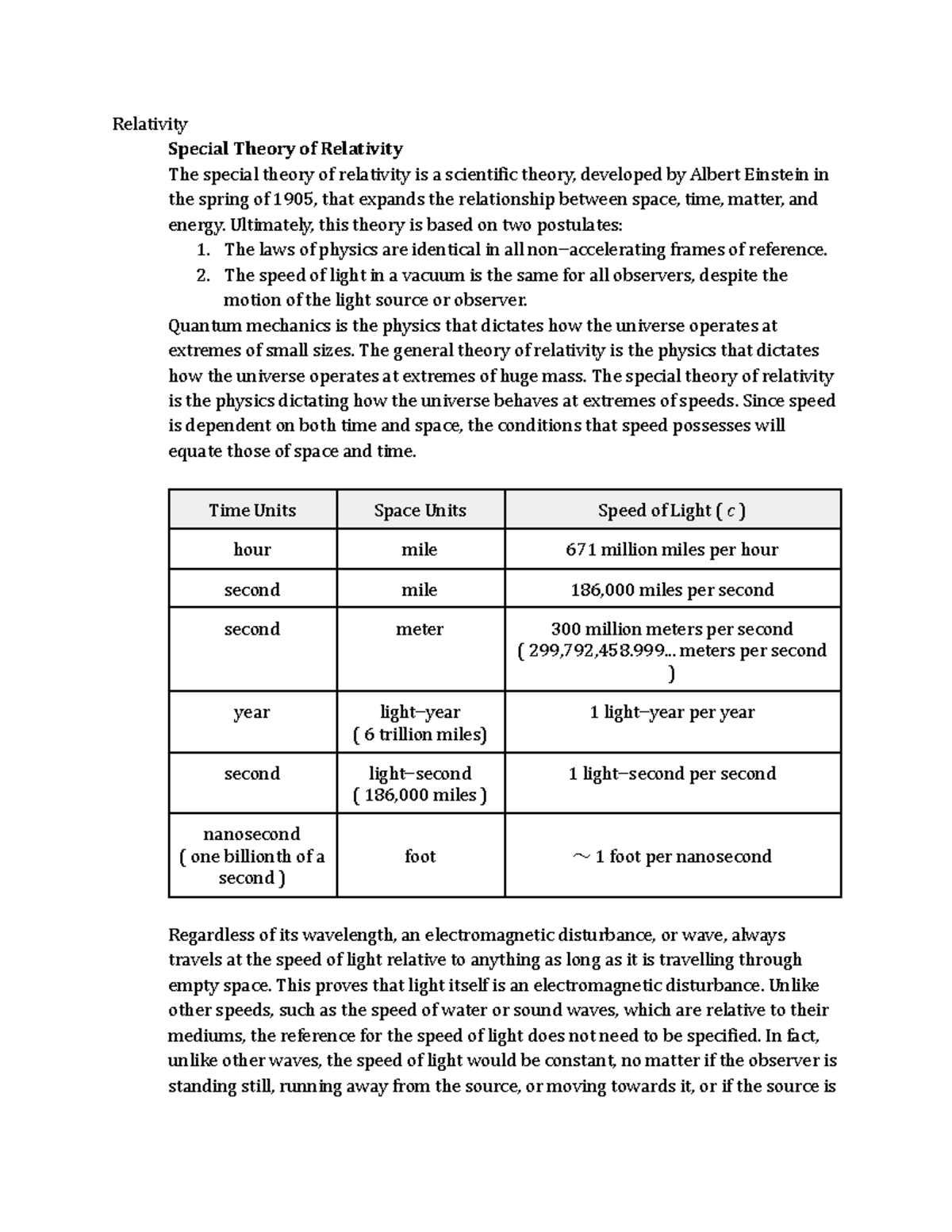 Relativity - Relativity Special Theory Of Relativity The Special Theory ...