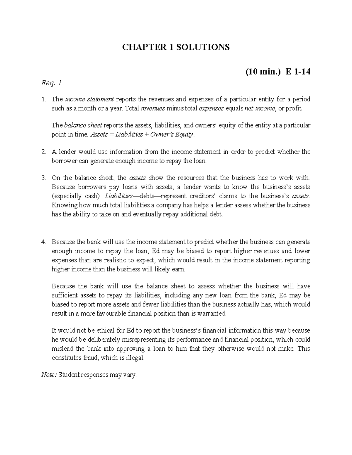 Chapter 1 Solutions - financial accounting - CHAPTER 1 SOLUTIONS (10 ...