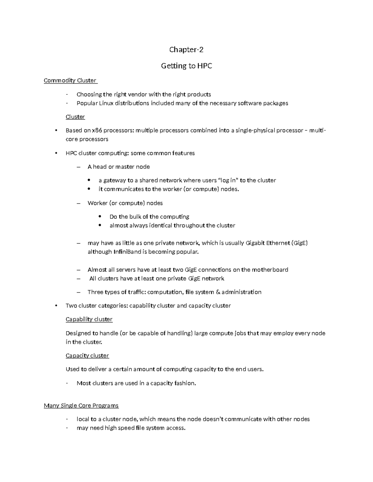 HPC Chapter-2 Notes - Chapter- Getting to HPC Commodity Cluster ...