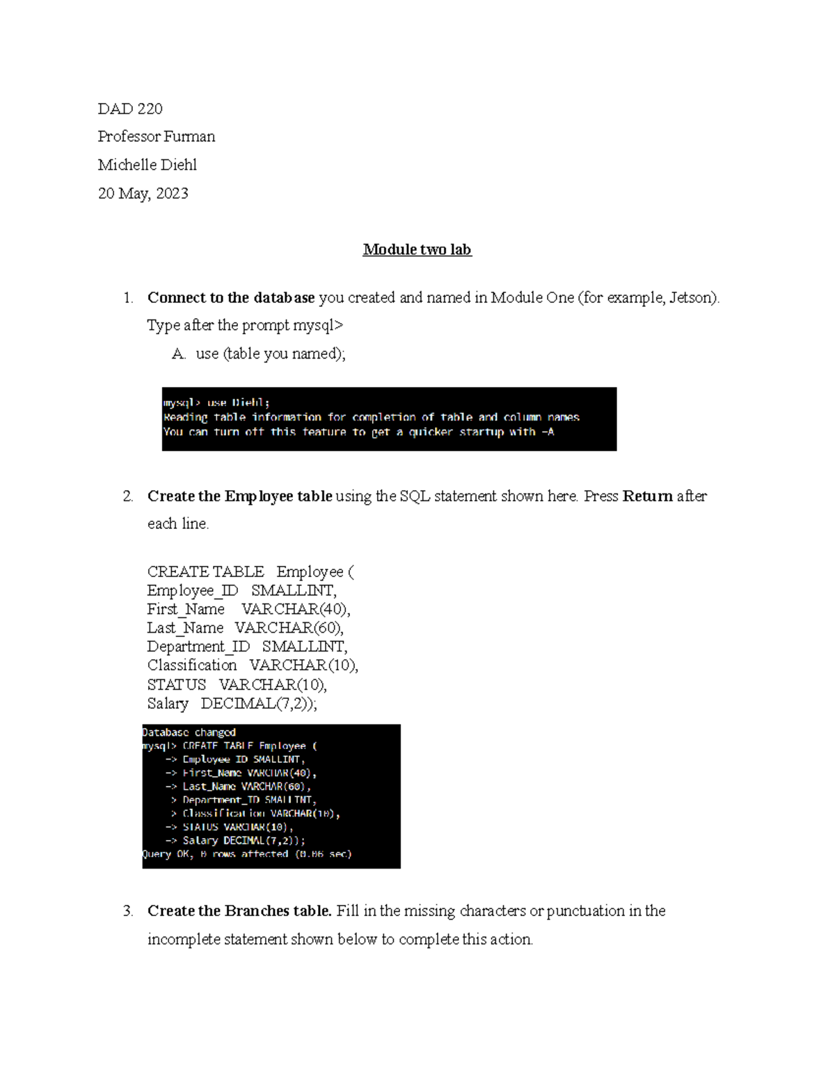Dad 220 Module Two Lab - 6i4rdh7