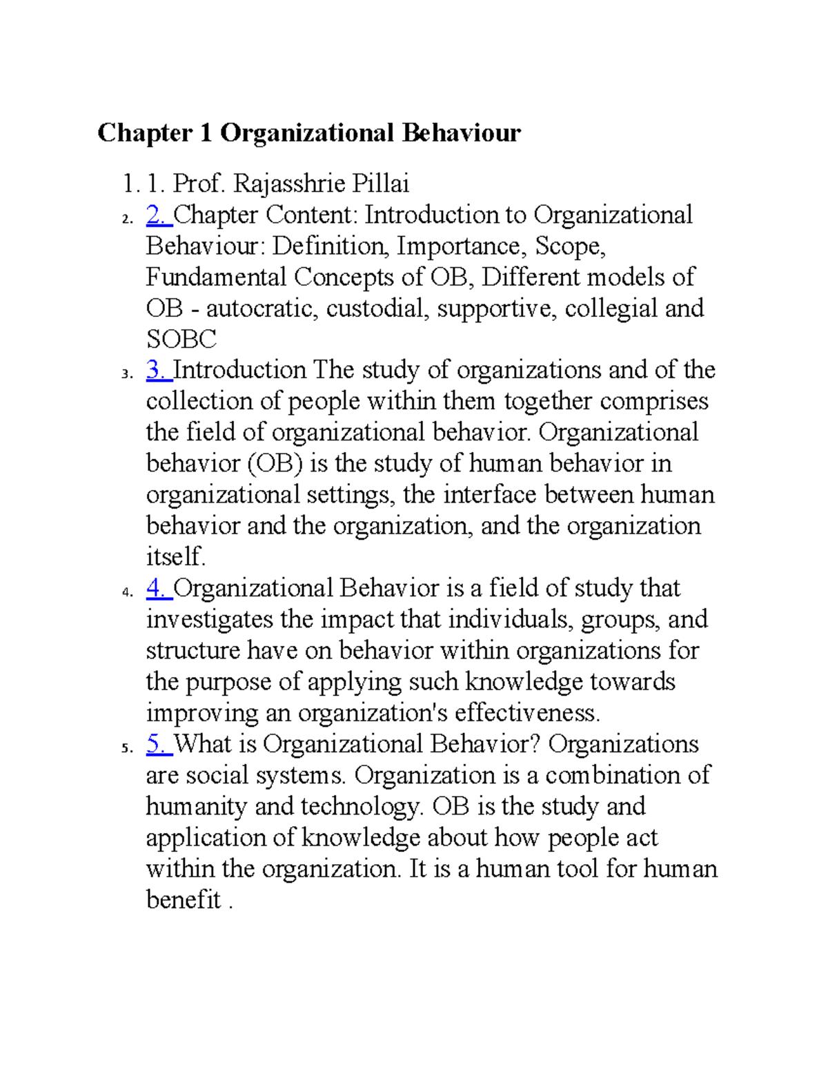 Chapter 1 Organizational Behaviour - Chapter 1 Organizational Behaviour ...