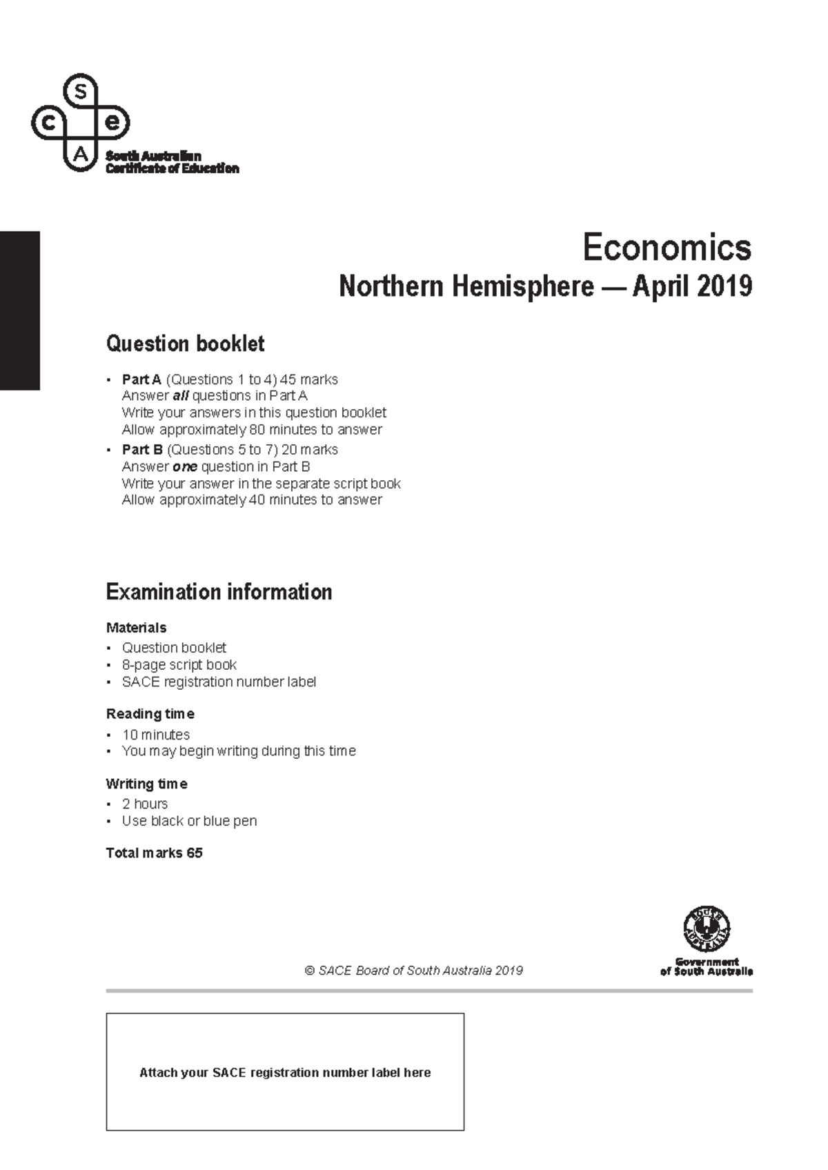 2019 NH EMS Examination Paper (1) - Economics Northern Hemisphere ...