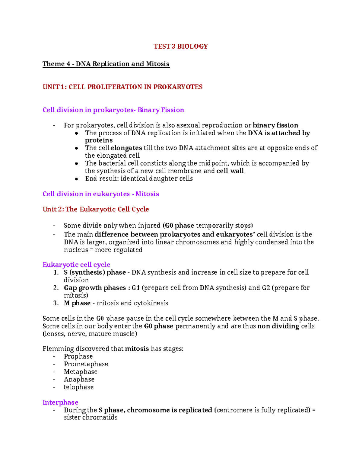 TEST 3 Biology - Test 3 Notes - TEST 3 BIOLOGY Theme 4 - DNA ...