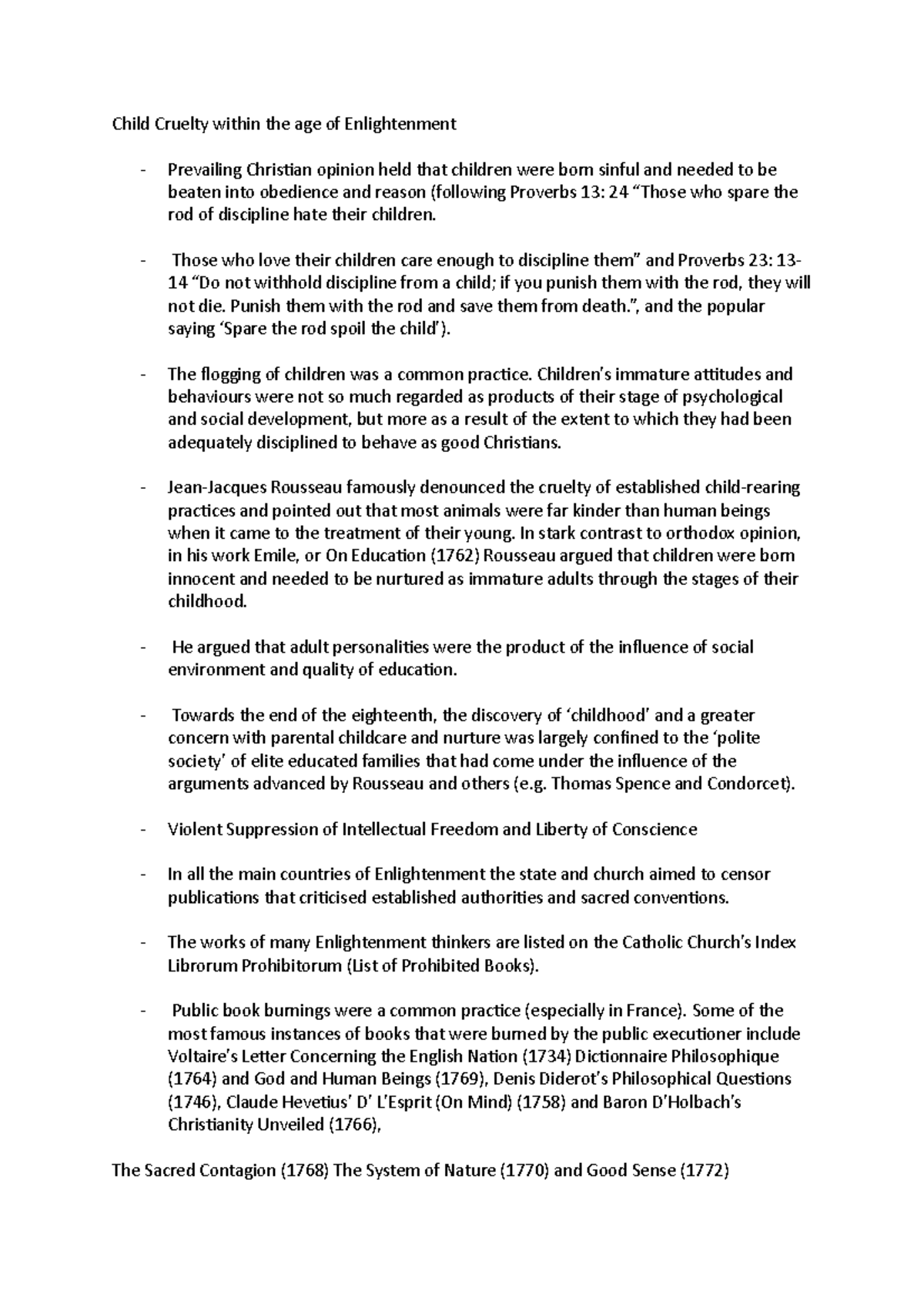 Child Cruelty within the age of Enlightenment Child Cruelty within