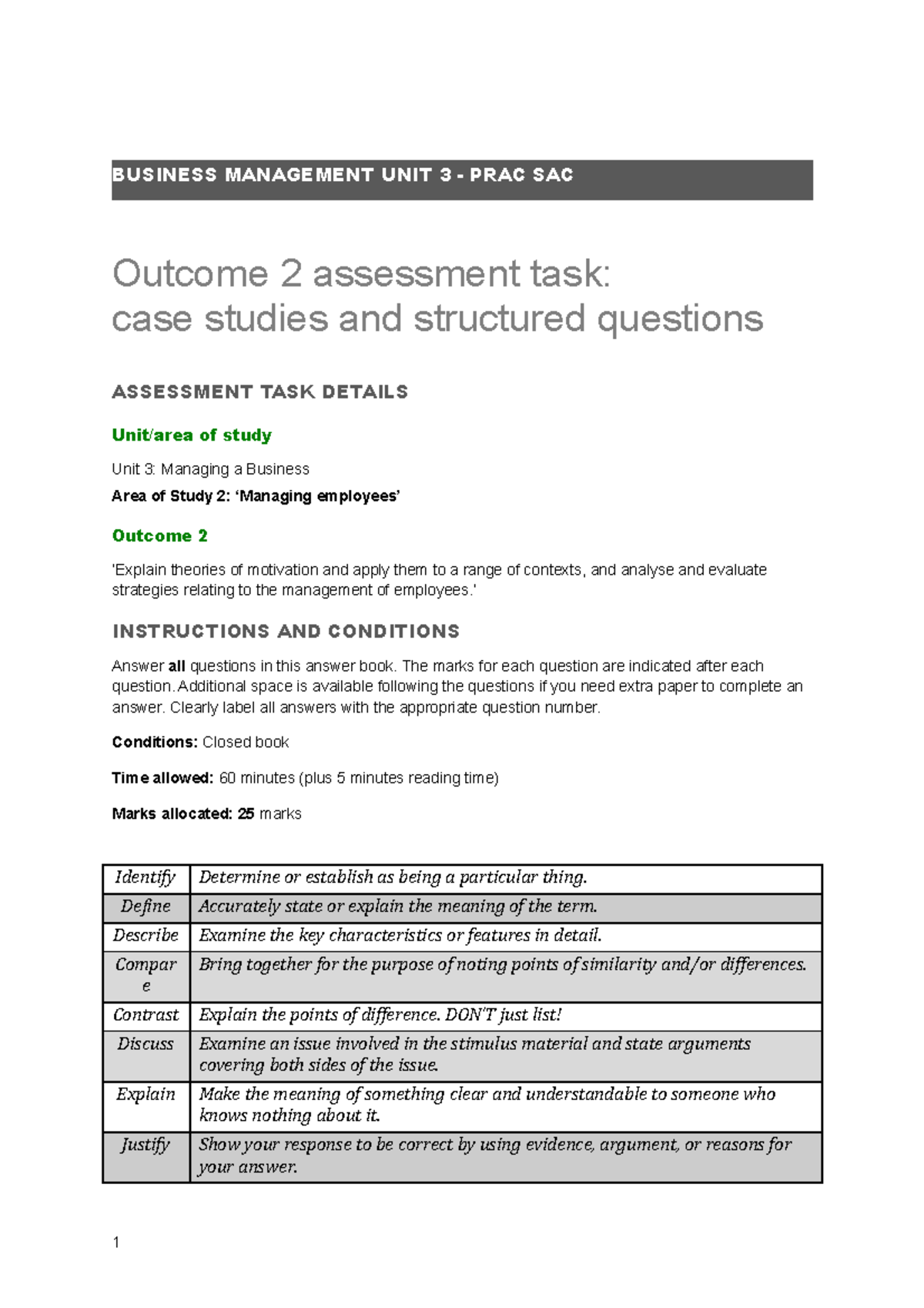 2. AOS2 PRAC SAC 2 - practice sac for business - BUSINESS MANAGEMENT ...