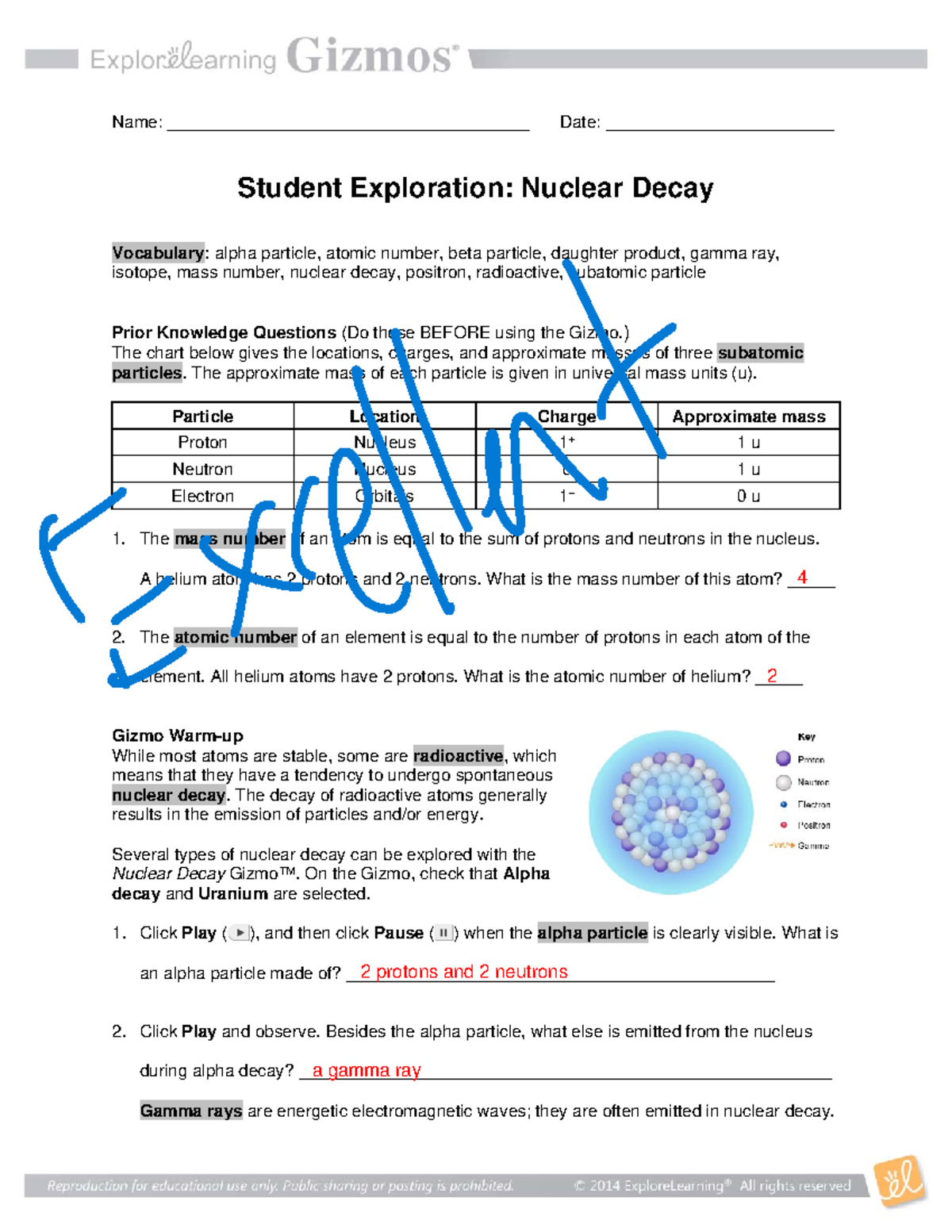 Radioactive Decay Worksheet Answer Key